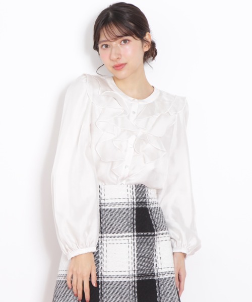 JILL by JILL STUART(ジルバイジルスチュアート)の「◇フロントフリルシアーブラウス(シャツ/ブラウス・レディース・ブルー/ホワイト・FREE)」の4枚目の写真