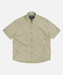 COTTON CHECK RELAXED HALF SHIRT _ LIGHT OLIVE