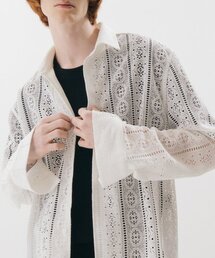 パターンドクロシェオーバーシャツ_ホワイト