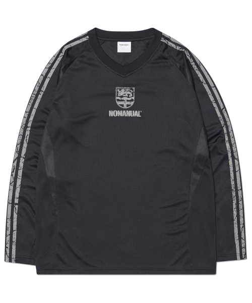 NOMANUAL(NOMANUAL)の「CRACKED LINE LONG SLEEVE UNIFORM - BLACK(Tシャツ/カットソー・レディース・その他・SMALL/MEDIUM/LARGE)」の1枚目の写真