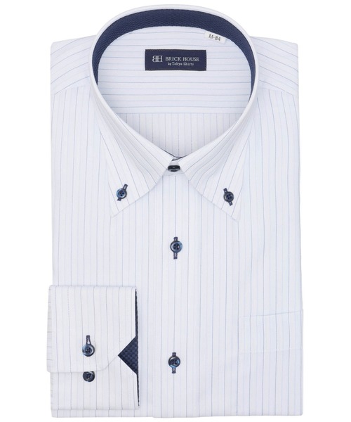 TOKYO SHIRTS(トウキョウシャツ)の「形態安定ノンアイロン ボタンダウン 長袖ビジネスワイシャツ(ビジネスシャツ・メンズ・ブルー・首回り37cm-裄丈80cm/首回り39cm-裄丈80cm/首回り39cm-裄丈84cm/首回り41cm-裄丈82cm/首回り41cm-裄丈86cm/首回り42cm-裄丈82cm/首回り42cm-裄丈86cm/首回り43cm-裄丈82cm/首回り43cm-裄丈86cm/首回り37cm-裄丈84cm)」の1枚目の写真