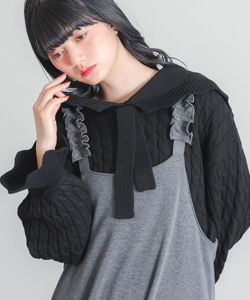 somari imagination(ソマリ イマジネーション)の「『スカラップセーラーケーブルニット』(ニット/セーター・レディース・レッド/ブラック・1/2)」の3枚目の写真