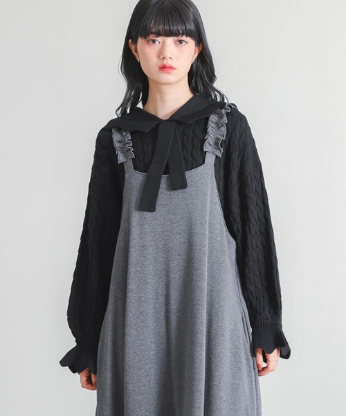 somari imagination(ソマリ イマジネーション)の「『スカラップセーラーケーブルニット』(ニット/セーター・レディース・レッド/ブラック・1/2)」の5枚目の写真