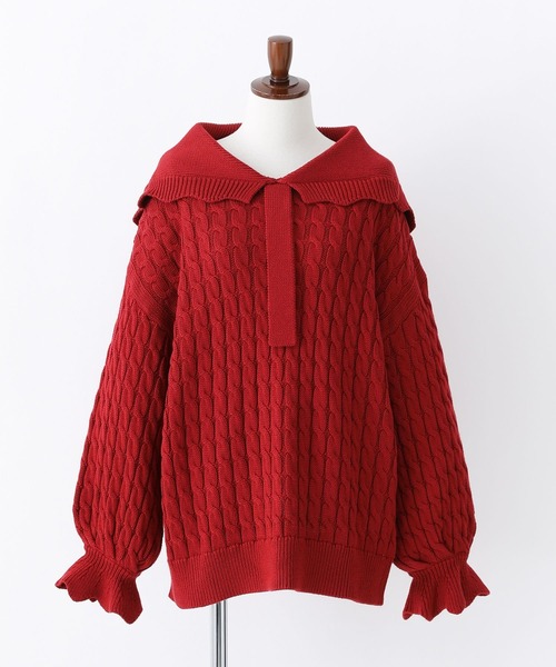 somari imagination(ソマリ イマジネーション)の「『スカラップセーラーケーブルニット』(ニット/セーター・レディース・レッド/ブラック・1/2)」の15枚目の写真