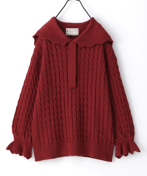 somari imagination(ソマリ イマジネーション)の「『スカラップセーラーケーブルニット』(ニット/セーター・レディース・レッド/ブラック・1/2)」の11枚目の写真