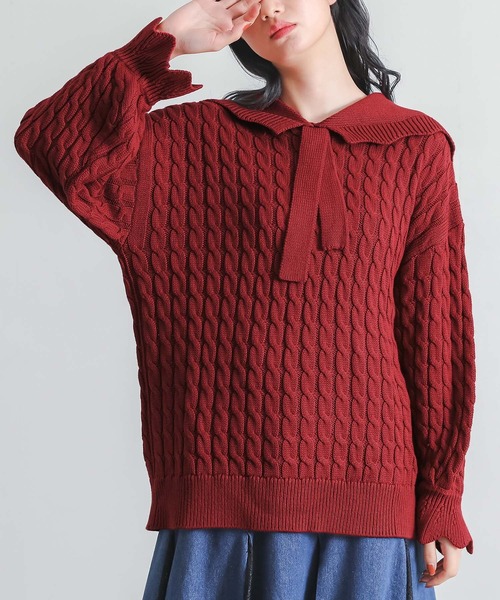 somari imagination(ソマリ イマジネーション)の「『スカラップセーラーケーブルニット』(ニット/セーター・レディース・レッド/ブラック・1/2)」の19枚目の写真