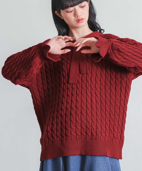 somari imagination(ソマリ イマジネーション)の「『スカラップセーラーケーブルニット』(ニット/セーター・レディース・レッド/ブラック・1/2)」の21枚目の写真