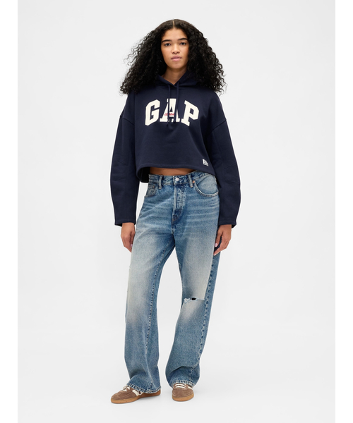 GAP（ギャップ）の「オーバーサイズ バレルスリーブ GAPロゴパーカー（パーカー・レディース・ブラック/アイボリー/ネイビー/レッド・XL/S/L/XS/M/XXS）」の14枚目の写真