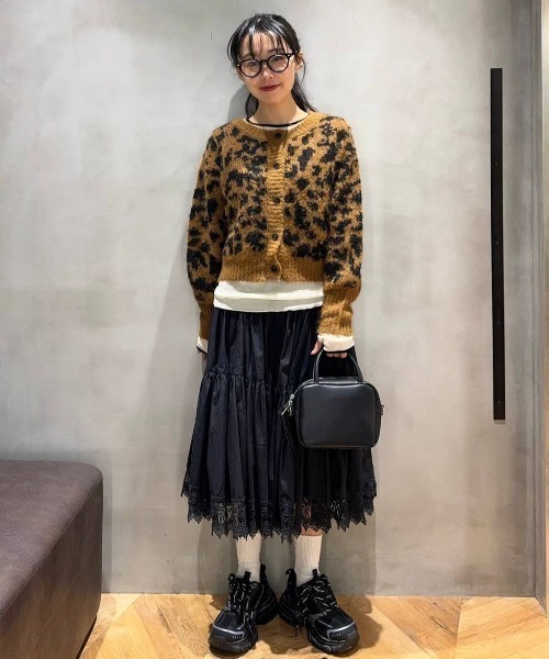 JEANASIS(ジーナシス)の「3Gリッチシャギーショートクルーニットカーディガン/629912(カーディガン/ボレロ・レディース・ブラウン系その他/チャコールグレー/オフホワイト/ライム・FREE)」の9枚目の写真