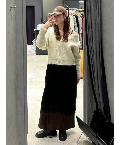 JEANASIS(ジーナシス)の「3Gリッチシャギーショートクルーニットカーディガン/629912(カーディガン/ボレロ・レディース・ブラウン系その他/チャコールグレー/オフホワイト/ライム・FREE)」の12枚目の写真