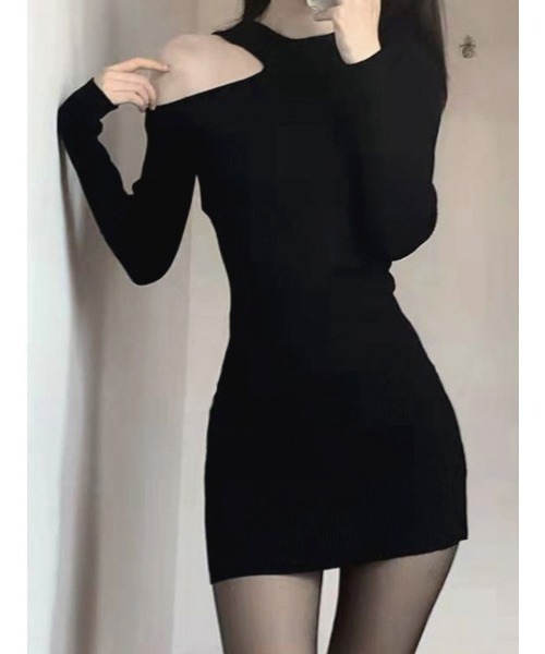 NoBelle(ノベル)の「ワンショルダー タイトミニワンピース(ワンピース・レディース・ブラック・M/L)」の1枚目の写真