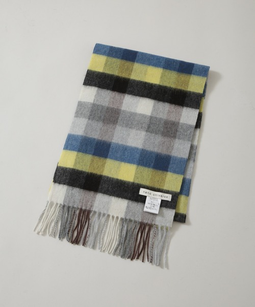 NANO universe（ナノユニバース）の「ソフトカシミヤブレンドチェックマフラー（マフラー・メンズ・グレー/グリーン/イエロー・FREE）」の7枚目の写真