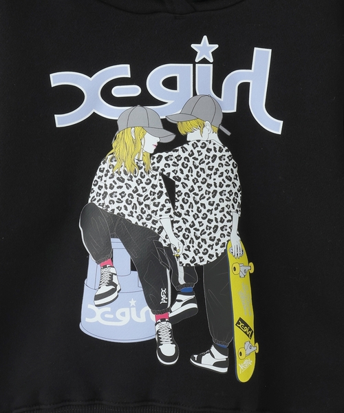 X-girl Stages(エックスガールステージス)の「ガール&ボーイイラストパーカー(パーカー・キッズ・ブラック/ピンク・140cm/100cm/110cm/90cm/120cm/130cm)」の5枚目の写真