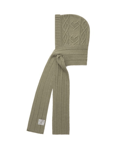 ROCKFISH WEATHERWEAR（ロックフィッシュウェザーウェア）の「DIAMOND CABLE BALACLAVA（マフラー・レディース・グレー/アイボリー/オリーブ/ラベンダー・FREE）」の3枚目の写真