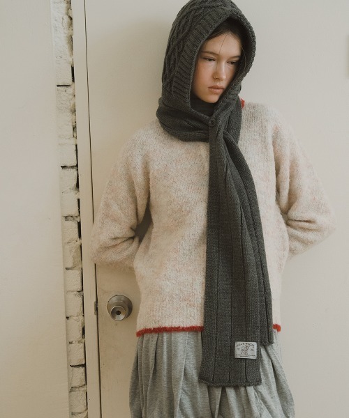 ROCKFISH WEATHERWEAR（ロックフィッシュウェザーウェア）の「DIAMOND CABLE BALACLAVA（マフラー・レディース・グレー/アイボリー/オリーブ/ラベンダー・FREE）」の15枚目の写真