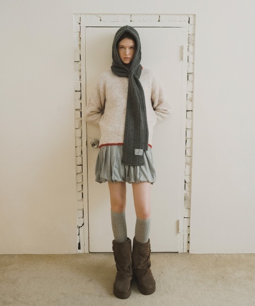 ROCKFISH WEATHERWEAR（ロックフィッシュウェザーウェア）の「DIAMOND CABLE BALACLAVA（マフラー・レディース・グレー/アイボリー/オリーブ/ラベンダー・FREE）」の16枚目の写真