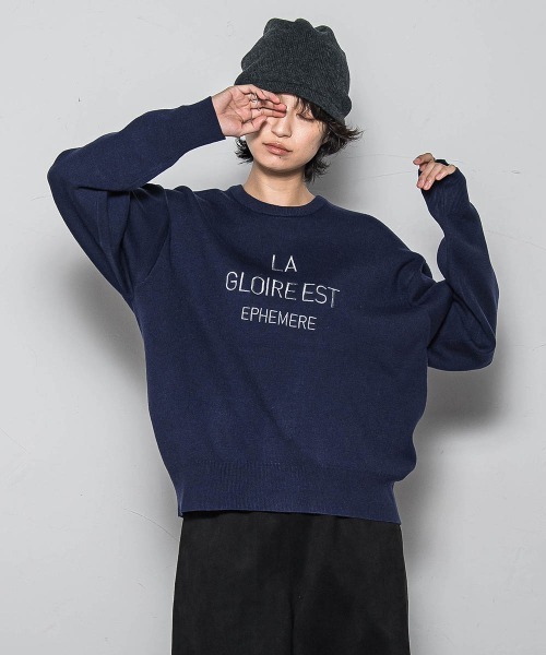 MAYSON GREY(メイソングレイ)の「【WEB限定】刺繍ロゴニットプルオーバー≪洗濯機で洗える≫(ニット/セーター・レディース・ライトグレー/ネイビー/ベージュ・M)」の4枚目の写真