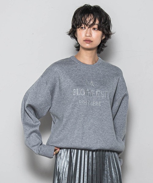 MAYSON GREY(メイソングレイ)の「【WEB限定】刺繍ロゴニットプルオーバー≪洗濯機で洗える≫(ニット/セーター・レディース・ライトグレー/ネイビー/ベージュ・M)」の14枚目の写真
