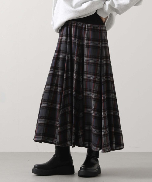 Gready Brilliant ツィードチェック裾フリンジスカート セール】ツィードチェック裾フリンジスカート（スカート）｜Gready