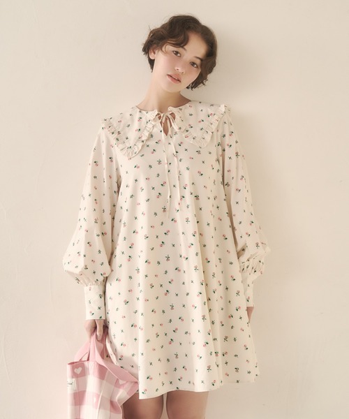 Cath Kidston（キャスキッドソン）の「セーラーミニワンピース Lace Springs（ワンピース・レディース・ダークグリーン/アイボリー・FREE）」の15枚目の写真