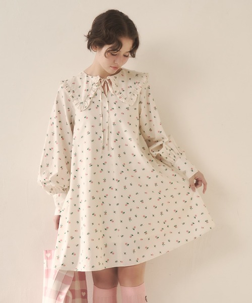 Cath Kidston（キャスキッドソン）の「セーラーミニワンピース Lace Springs（ワンピース・レディース・ダークグリーン/アイボリー・FREE）」の16枚目の写真