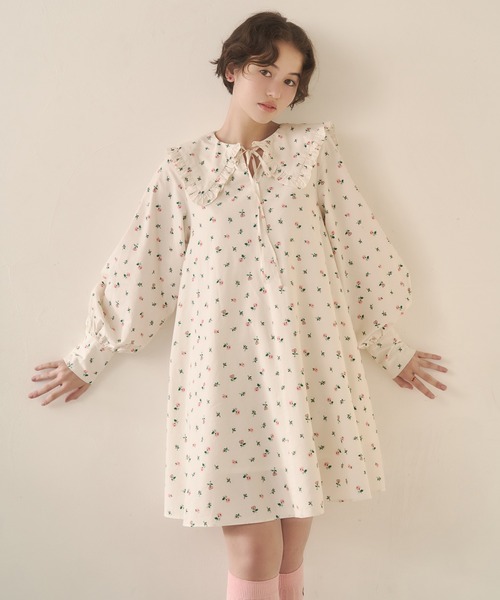 Cath Kidston（キャスキッドソン）の「セーラーミニワンピース Lace Springs（ワンピース・レディース・ダークグリーン/アイボリー・FREE）」の14枚目の写真