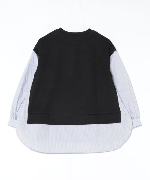 Q(キュー)の「ストライプシャツドッキングニット(ニット/セーター・レディース・ブラック/アイボリー・MEDIUM)」の21枚目の写真