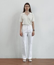 STEP AROUND（ステップアラウンド）の「Front line detail straight cotton pants [WHITE]（その他パンツ）」