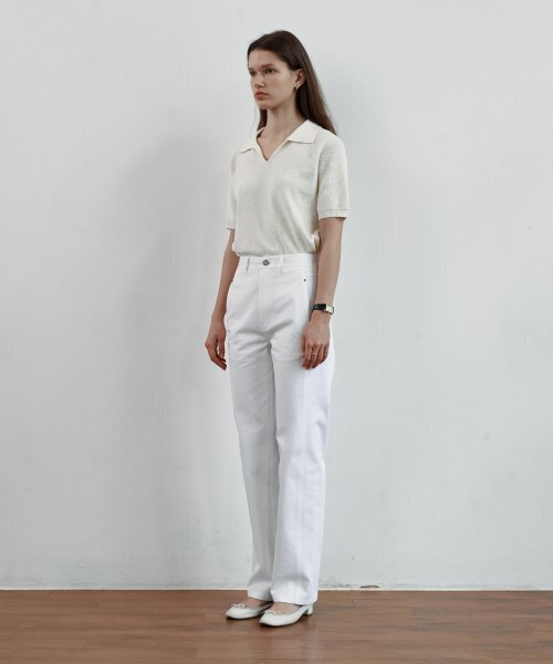 STEP AROUND（ステップアラウンド）の「Front line detail straight cotton pant [WHITE]（その他パンツ・レディース・その他・MEDIUM/SMALL）」の2枚目の写真