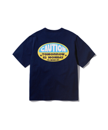 AECA（エイカ）の「AECA CAUTION HALF SLEEVE-NAVY（Tシャツ/カットソー・メンズ）」