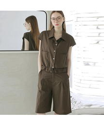 BLANCU（ブランユー）の「ボタンポイント2ピースセットアップ - ブラウン（ワンピース）」