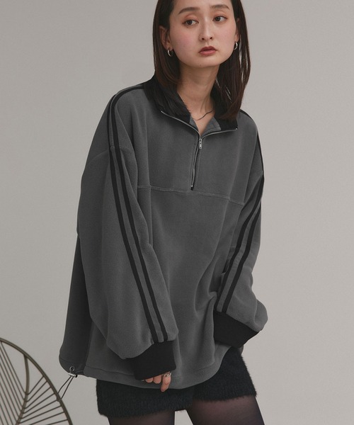 セール】サイドライン ハーフジップ フリースプルオーバー（ジャージ