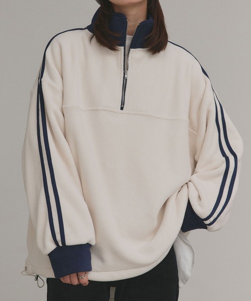 セール】サイドライン ハーフジップ フリースプルオーバー（ジャージ