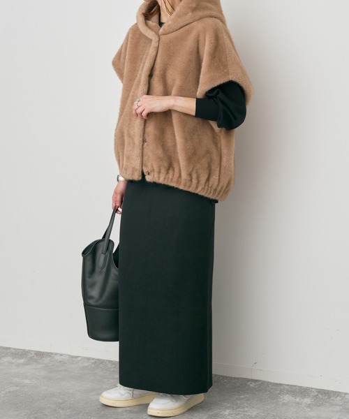 Spick & Span（スピックアンドスパン）の「《追加》ミラノリブニットスカート（スカート・レディース・チャコールグレー/ブラック・36/38）」の8枚目の写真