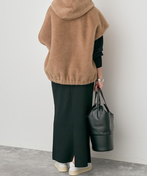 Spick & Span（スピックアンドスパン）の「《追加》ミラノリブニットスカート（スカート・レディース・チャコールグレー/ブラック・36/38）」の9枚目の写真