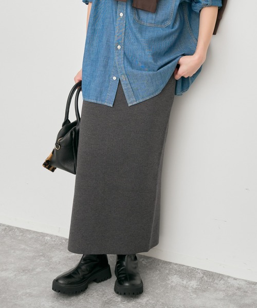 Spick & Span（スピックアンドスパン）の「《追加》ミラノリブニットスカート（スカート・レディース・チャコールグレー/ブラック・36/38）」の10枚目の写真