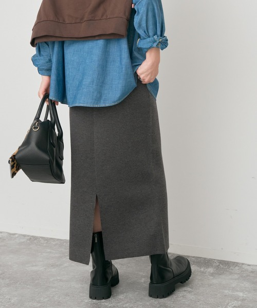 Spick & Span（スピックアンドスパン）の「《追加》ミラノリブニットスカート（スカート・レディース・チャコールグレー/ブラック・36/38）」の11枚目の写真