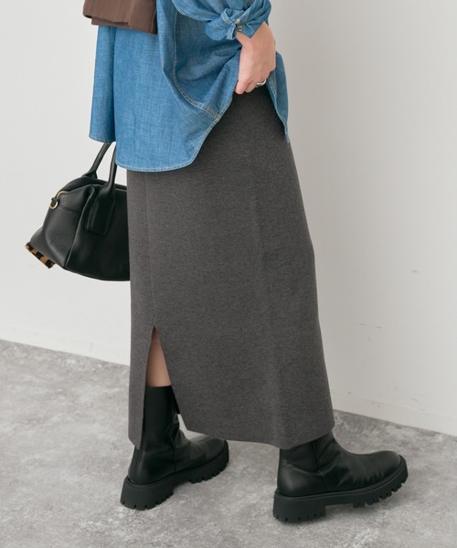 Spick & Span（スピックアンドスパン）の「《追加》ミラノリブニットスカート（スカート・レディース・チャコールグレー/ブラック・36/38）」の12枚目の写真