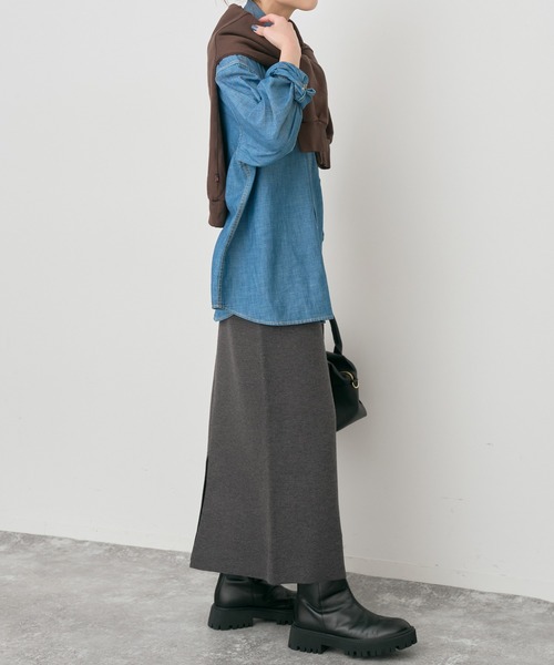 Spick & Span（スピックアンドスパン）の「《追加》ミラノリブニットスカート（スカート・レディース・チャコールグレー/ブラック・36/38）」の13枚目の写真