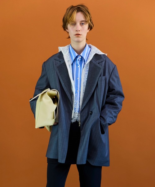 MAISON SPECIAL（メゾンスペシャル）の「Striped Lace Shirt/ワイドスカラップレースシャツ（シャツ/ブラウス・レディース・グレー/ブルー・FREE）」の10枚目の写真