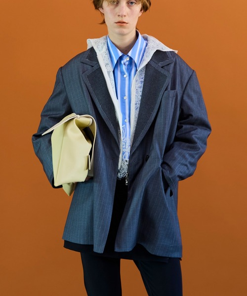 MAISON SPECIAL（メゾンスペシャル）の「Striped Lace Shirt/ワイドスカラップレースシャツ（シャツ/ブラウス・レディース・グレー/ブルー・FREE）」の11枚目の写真