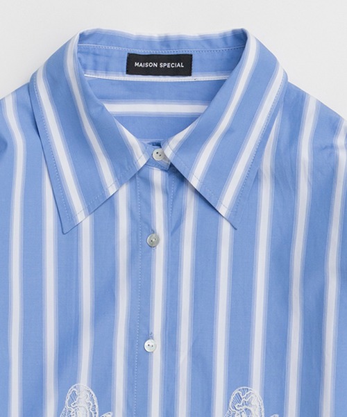 MAISON SPECIAL（メゾンスペシャル）の「Striped Lace Shirt/ワイドスカラップレースシャツ（シャツ/ブラウス・レディース・グレー/ブルー・FREE）」の19枚目の写真