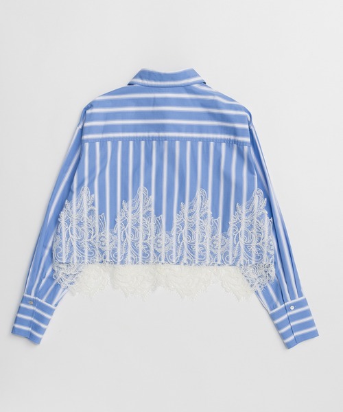 MAISON SPECIAL（メゾンスペシャル）の「Striped Lace Shirt/ワイドスカラップレースシャツ（シャツ/ブラウス・レディース・グレー/ブルー・FREE）」の21枚目の写真