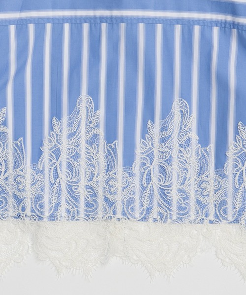 MAISON SPECIAL（メゾンスペシャル）の「Striped Lace Shirt/ワイドスカラップレースシャツ（シャツ/ブラウス・レディース・グレー/ブルー・FREE）」の22枚目の写真