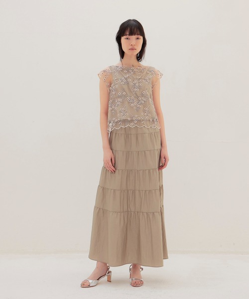 DRESSLAVE(ドレスレイブ)の「vintage washer tiered skirt(ヴィンテージワッシャーティアードスカート)(スカート・レディース・ブラック/ベージュ・38)」の20枚目の写真