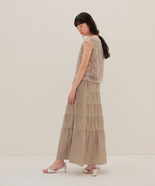 DRESSLAVE(ドレスレイブ)の「vintage washer tiered skirt(ヴィンテージワッシャーティアードスカート)(スカート・レディース・ブラック/ベージュ・38)」の9枚目の写真