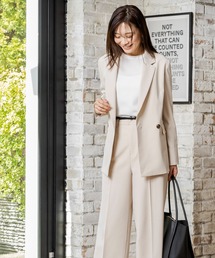 CARETTE（カレット）の「スーツセット ダブル セットアップ カジュアル ジャケット パンツ セミワイド ビジネス オフィス 仕事 フォーマル セレモニー 卒業式 卒園式 入学式 入園式 ママスーツ 七五三 ママ 母親 オケージョン（スーツセット）」