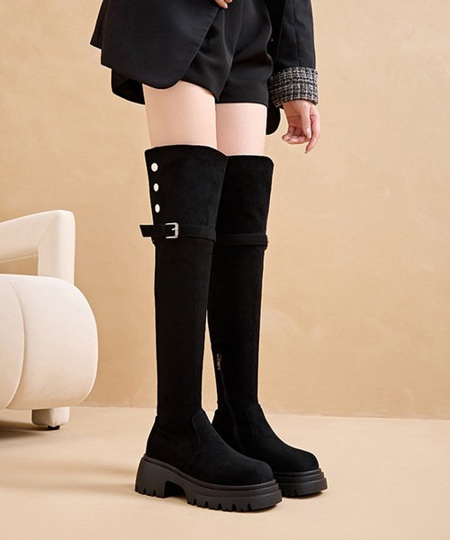 Lace Ladies(レースレディース)の「2WAY レザー調 ニーハイ ブーツ(ブーツ・レディース・ブラック/ベージュ・22.5cm/23.5cm/24cm/25cm/23cm/24.5cm)」の17枚目の写真