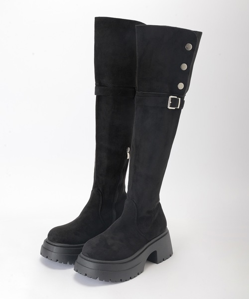 Lace Ladies(レースレディース)の「2WAY レザー調 ニーハイ ブーツ(ブーツ・レディース・ブラック/ベージュ・22.5cm/23.5cm/24cm/25cm/23cm/24.5cm)」の6枚目の写真