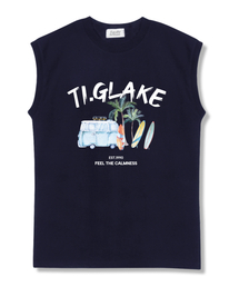 ベケーションカー オーバーサイズ ノースリーブTシャツ ネイビー